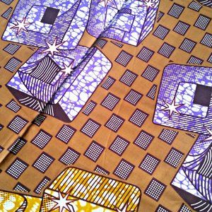Brown Purple African Print Fabric- 6 yards